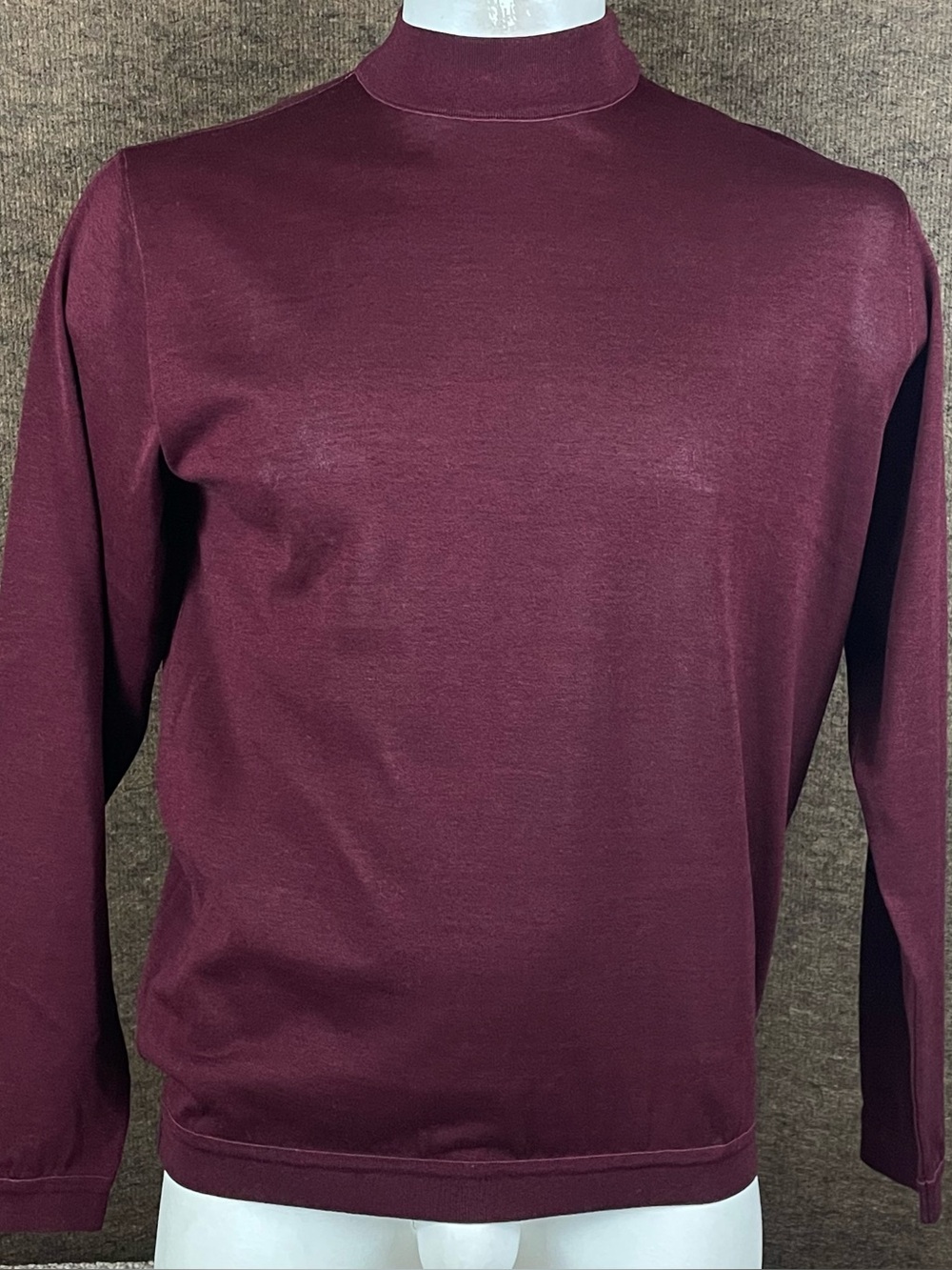 St Croix Sweater Men's Large Cotton Thin Lightweight Mock Neck Knit USA Made A64